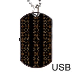 Dark Arabic Stripes Dog Tag Usb Flash (two Sides)  by dflcprints