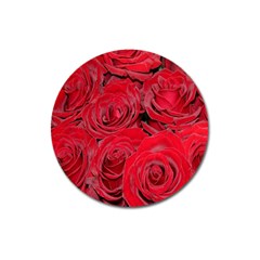 Red Roses Love Magnet 3  (round) by yoursparklingshop