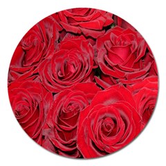 Red Roses Love Magnet 5  (round) by yoursparklingshop