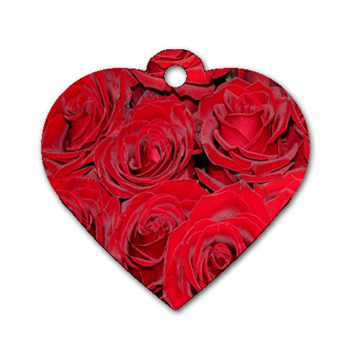 Red Roses Love Dog Tag Heart (Two Sides)