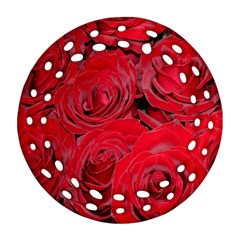 Red Roses Love Ornament (round Filigree)  by yoursparklingshop