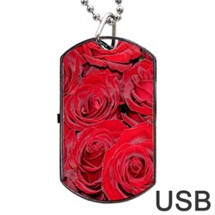 Red Roses Love Dog Tag Usb Flash (one Side) by yoursparklingshop