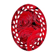 Red Roses Love Ornament (oval Filigree)  by yoursparklingshop