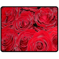 Red Roses Love Double Sided Fleece Blanket (medium)  by yoursparklingshop