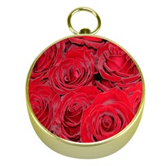 Red Roses Love Gold Compasses by yoursparklingshop