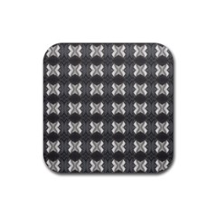 Black White Gray Crosses Rubber Coaster (square)  by yoursparklingshop