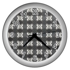 Black White Gray Crosses Wall Clocks (silver)  by yoursparklingshop