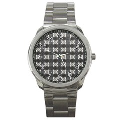 Black White Gray Crosses Sport Metal Watch by yoursparklingshop