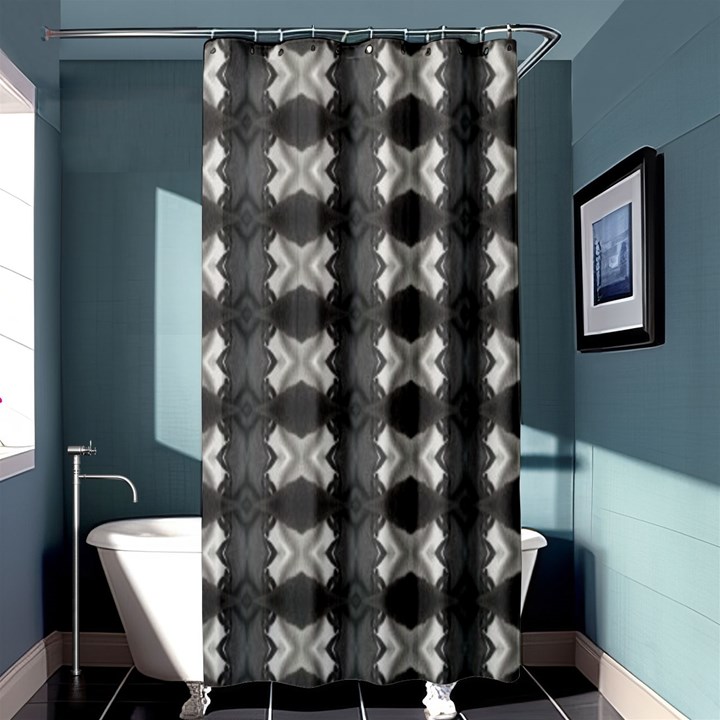 Black White Gray Crosses Shower Curtain 36  x 72  (Stall) 