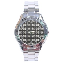 Black White Gray Crosses Stainless Steel Analogue Watch by yoursparklingshop