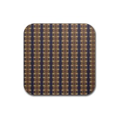 Black Brown Gold Stripes Rubber Coaster (square)  by yoursparklingshop