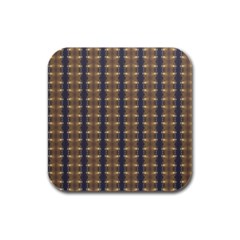 Black Brown Gold Stripes Rubber Square Coaster (4 Pack)  by yoursparklingshop