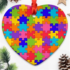 Funny Colorful Jigsaw Puzzle Ornament (Heart) 