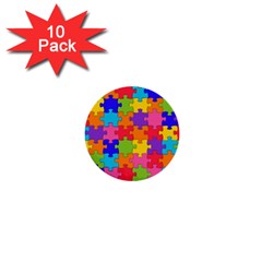 Funny Colorful Jigsaw Puzzle 1  Mini Buttons (10 Pack)  by yoursparklingshop