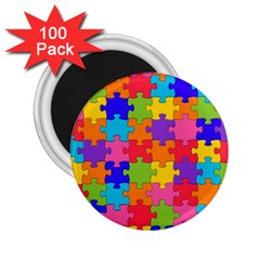 Funny Colorful Jigsaw Puzzle 2 25  Magnets (100 Pack)  by yoursparklingshop