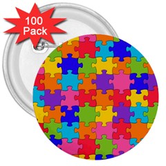 Funny Colorful Jigsaw Puzzle 3  Buttons (100 Pack)  by yoursparklingshop