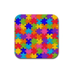 Funny Colorful Jigsaw Puzzle Rubber Coaster (Square) 