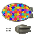 Funny Colorful Jigsaw Puzzle Money Clips (Oval)  Front