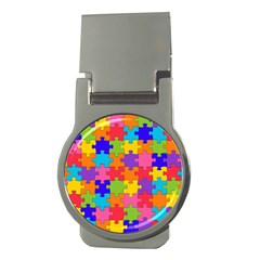 Funny Colorful Jigsaw Puzzle Money Clips (Round) 