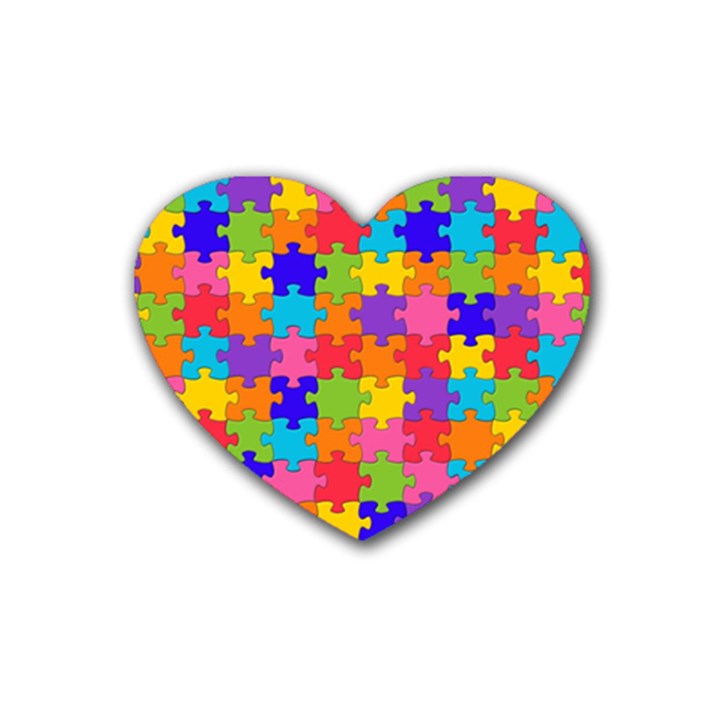 Funny Colorful Jigsaw Puzzle Heart Coaster (4 pack) 