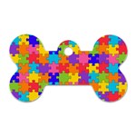 Funny Colorful Jigsaw Puzzle Dog Tag Bone (One Side) Front