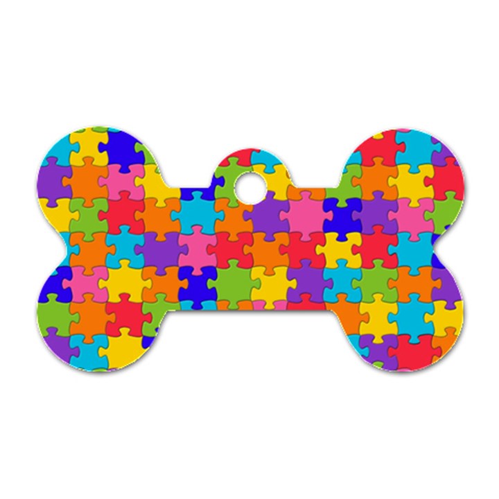 Funny Colorful Jigsaw Puzzle Dog Tag Bone (One Side)