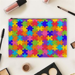 Funny Colorful Jigsaw Puzzle Cosmetic Bag (large)  by yoursparklingshop