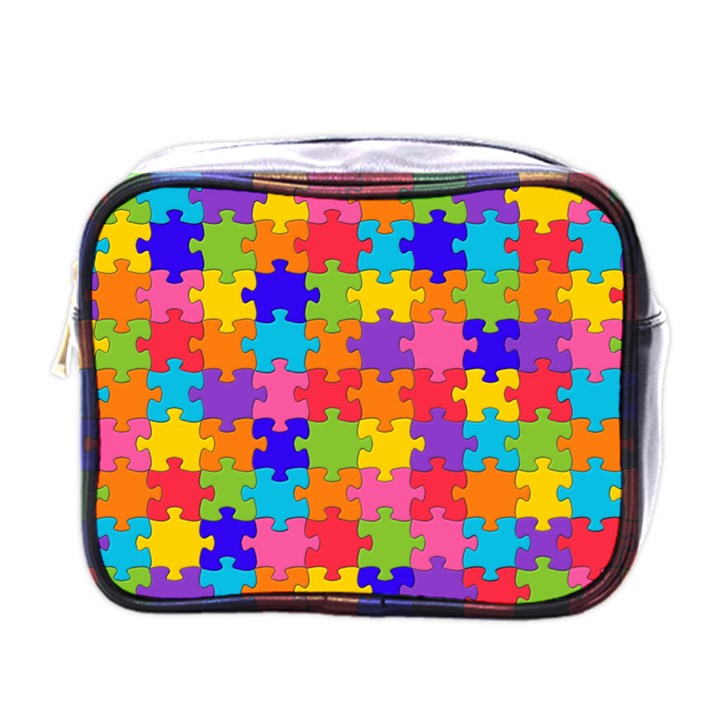 Funny Colorful Jigsaw Puzzle Mini Toiletries Bags