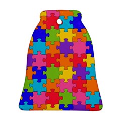 Funny Colorful Jigsaw Puzzle Bell Ornament (2 Sides) by yoursparklingshop