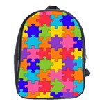 Funny Colorful Jigsaw Puzzle School Bags (XL)  Front