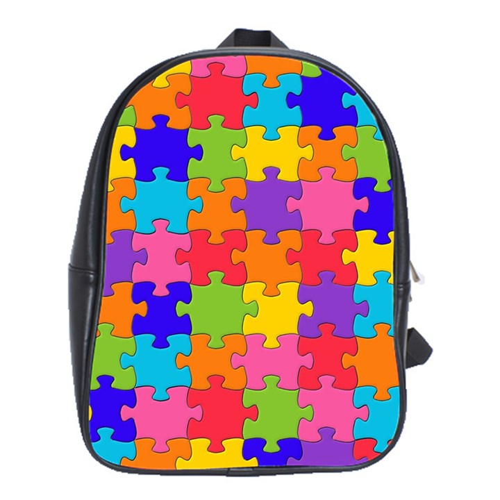 Funny Colorful Jigsaw Puzzle School Bags (XL) 