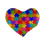 Funny Colorful Jigsaw Puzzle Standard 16  Premium Heart Shape Cushions Front