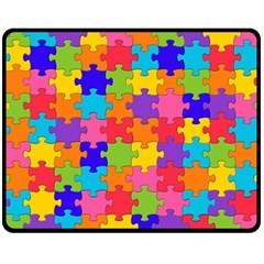 Funny Colorful Jigsaw Puzzle Double Sided Fleece Blanket (Medium) 