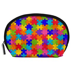 Funny Colorful Jigsaw Puzzle Accessory Pouches (large)  by yoursparklingshop