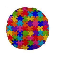 Funny Colorful Jigsaw Puzzle Standard 15  Premium Flano Round Cushions by yoursparklingshop