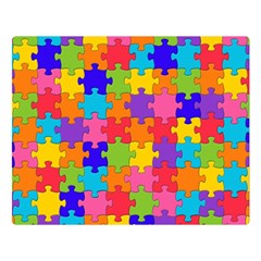 Funny Colorful Jigsaw Puzzle Double Sided Flano Blanket (Large) 