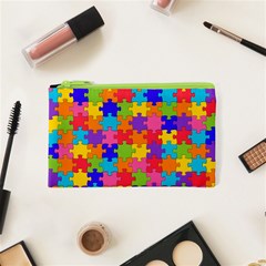 Funny Colorful Jigsaw Puzzle Cosmetic Bag (xs) by yoursparklingshop