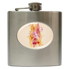 Paris With Watercolor Hip Flask (6 Oz) by TastefulDesigns