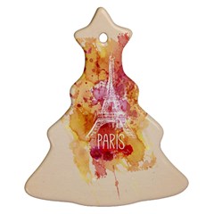 Paris With Watercolor Christmas Tree Ornament (2 Sides) by TastefulDesigns