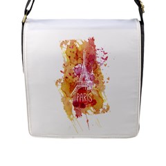 Paris   Mon Amour   With Watercolor Flap Messenger Bag (l)  by TastefulDesigns