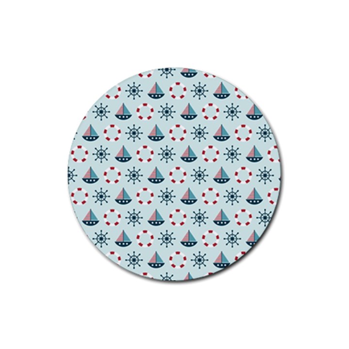 Nautical Elements Pattern Rubber Round Coaster (4 pack) 