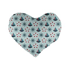 Nautical Elements Pattern Standard 16  Premium Heart Shape Cushions by TastefulDesigns