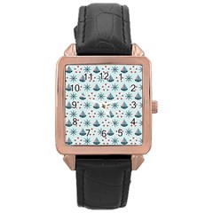 Nautical Elements Pattern Rose Gold Leather Watch  by TastefulDesigns