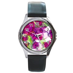 Violet Round Metal Watch by SugaPlumsEmporium