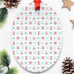 Seamless Nautical Pattern Ornament (Oval)  Front