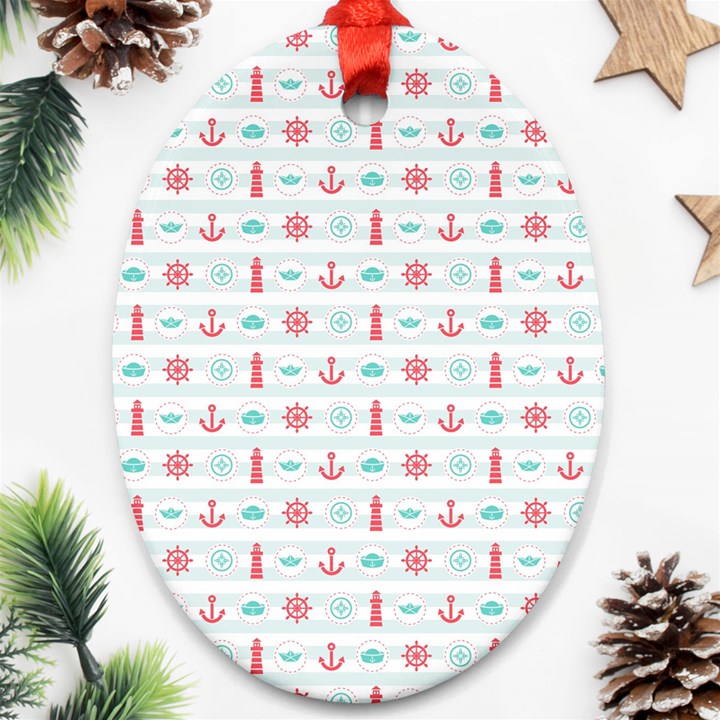 Seamless Nautical Pattern Ornament (Oval) 