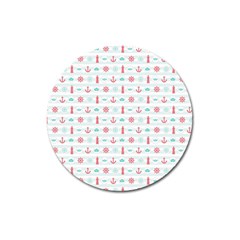 Seamless Nautical Pattern Magnet 3  (round) by TastefulDesigns