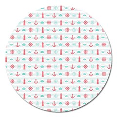 Seamless Nautical Pattern Magnet 5  (round) by TastefulDesigns