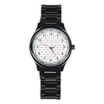 Seamless Nautical Pattern Stainless Steel Round Watch Front