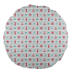 Seamless Nautical Pattern Large 18  Premium Flano Round Cushions by TastefulDesigns